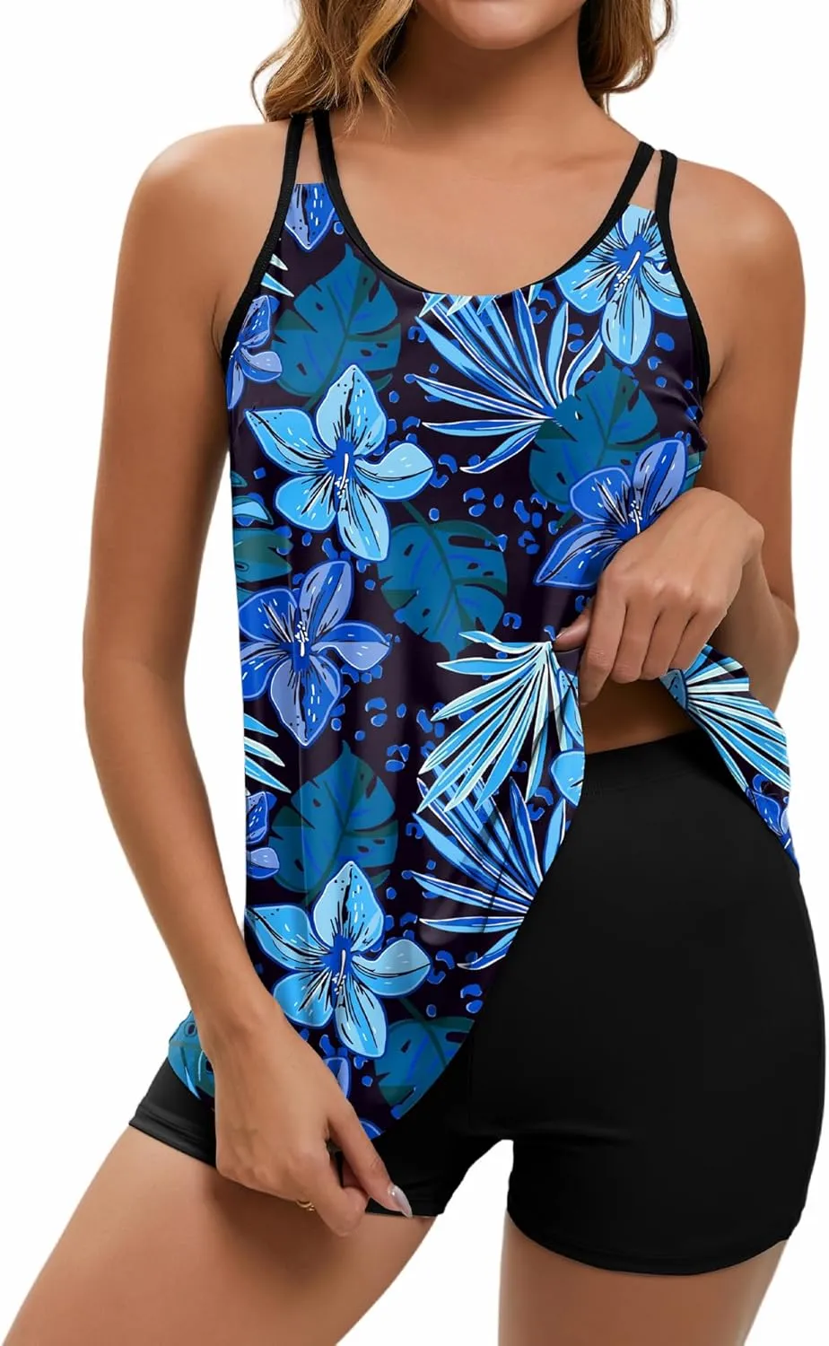 Arolina Tankini Swimsuits for Women Tummy Control Two Piece Bathing Suits Flowy Swim Tops with Boy Shorts