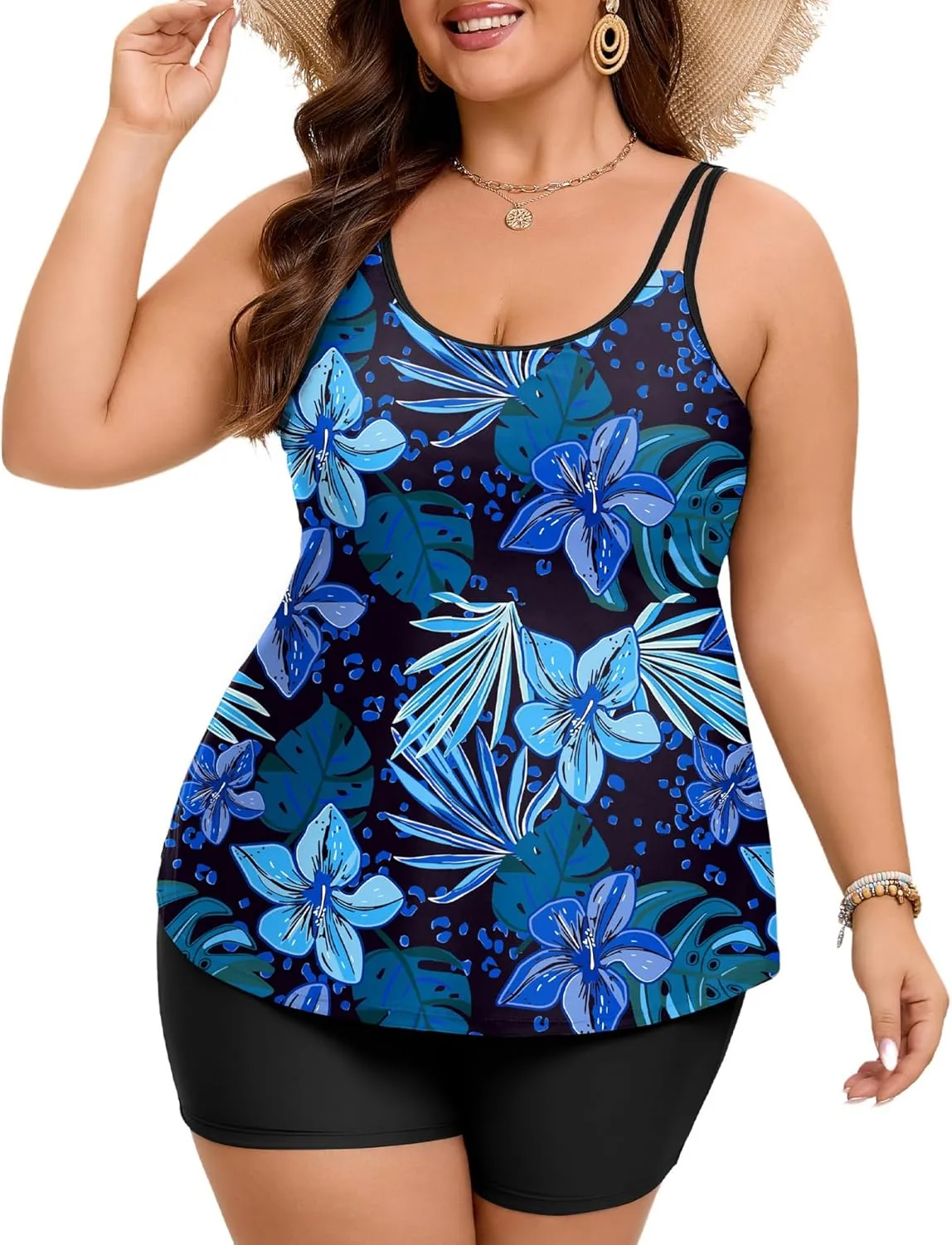 Arolina Tankini Swimsuits for Women Tummy Control Two Piece Bathing Suits Flowy Swim Tops with Boy Shorts