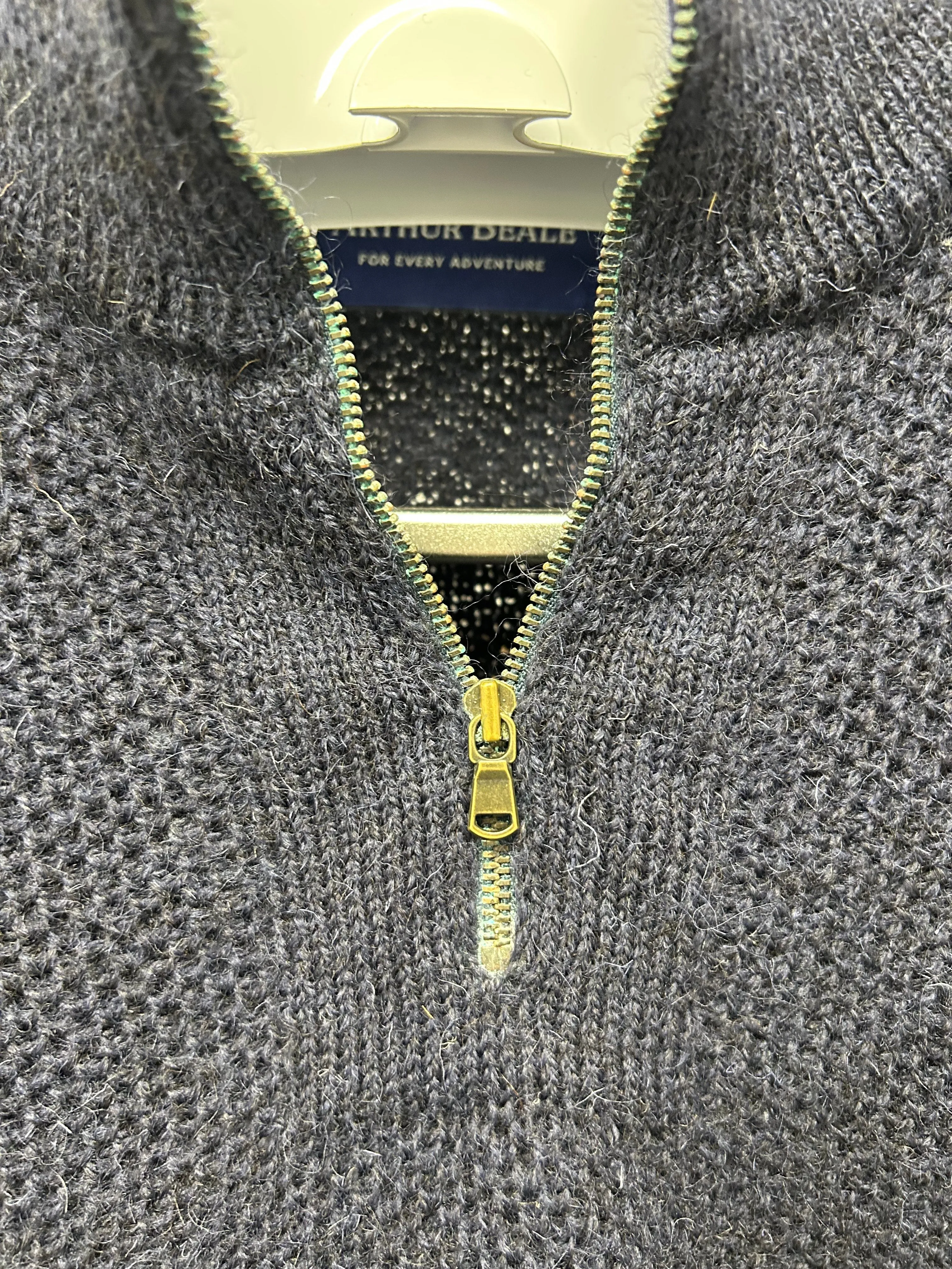 Arthur Beale Navy Zip Up Jumper, Large (Pre-loved)