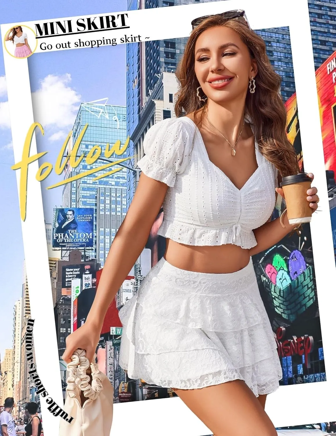 Avidlove Women Pleated Mini Skirt Lace Ruffles Short Skirt High Waisted Floral Layered Skirts