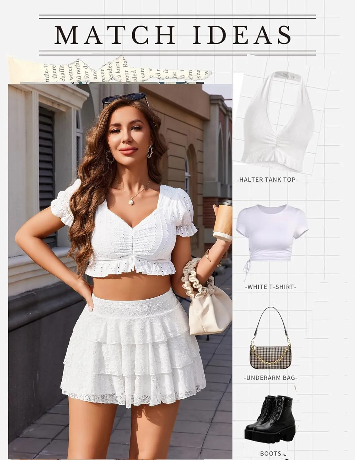 Avidlove Women Pleated Mini Skirt Lace Ruffles Short Skirt High Waisted Floral Layered Skirts