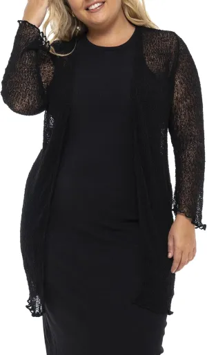 Back From Bali Womens Plus Size Sheer Long Cardigan Lightweight Open Front Shrug Lite Knit Sweater 2X 3X 4X