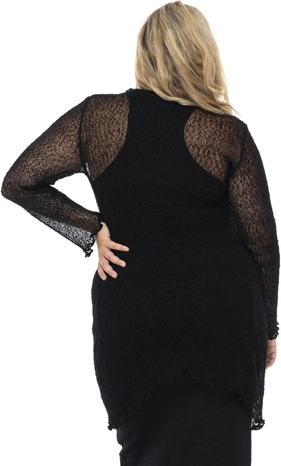 Back From Bali Womens Plus Size Sheer Long Cardigan Lightweight Open Front Shrug Lite Knit Sweater 2X 3X 4X
