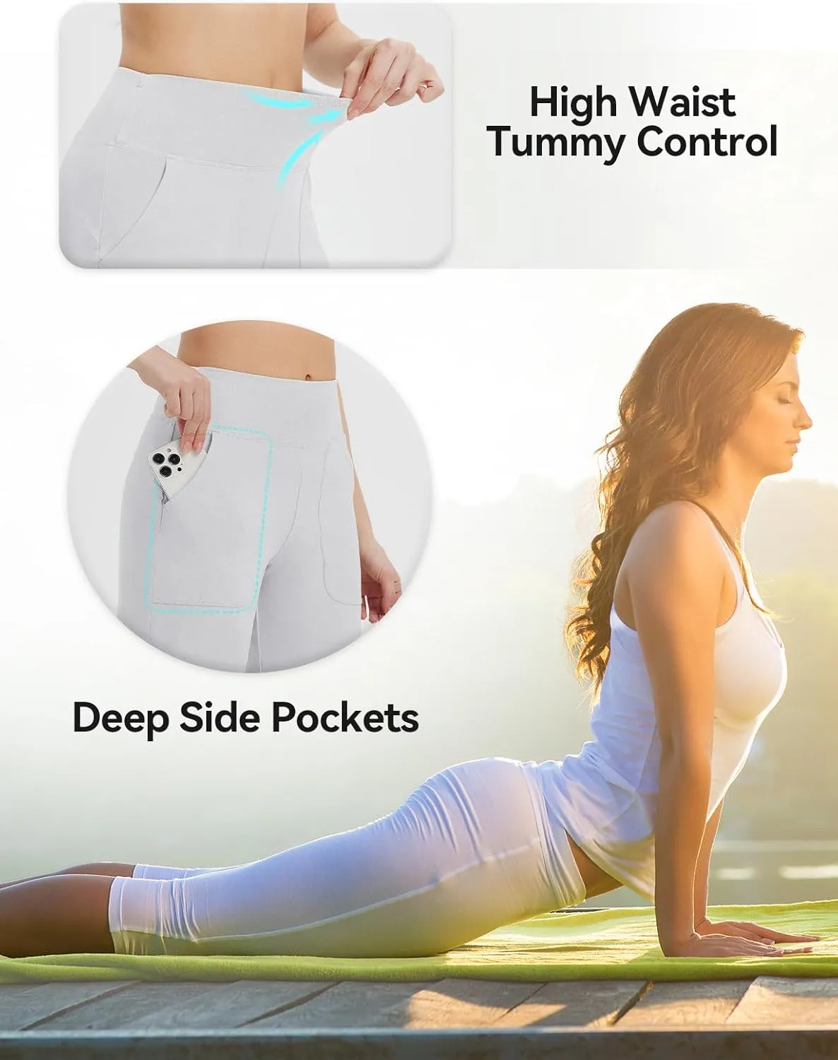 baleaf Capris Pants for Women Yoga Capri Leggings with Pockets Loose High Waist Crop Workout Pants Wide Leg Casual Summer