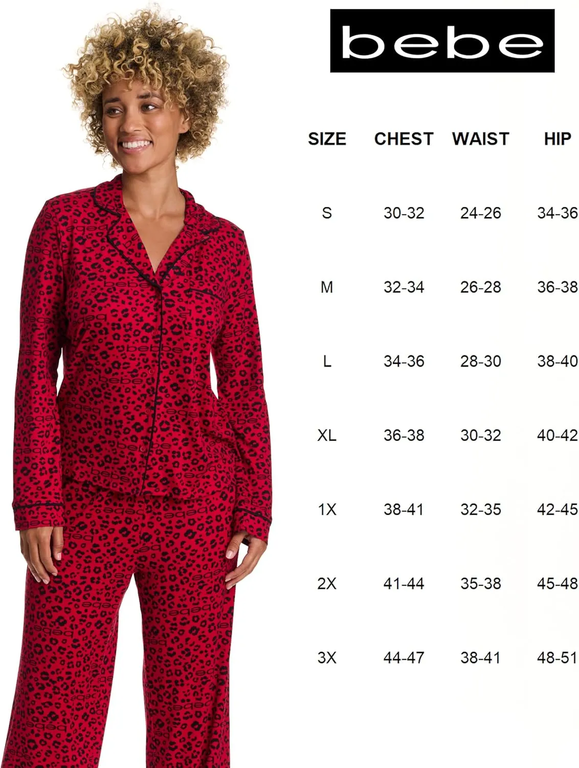 bebe Womens Pajama Sets - PJ Set for Women - Long Sleeve Button Down Shirt and Pamaja Pants Lounge Sleepwear Set