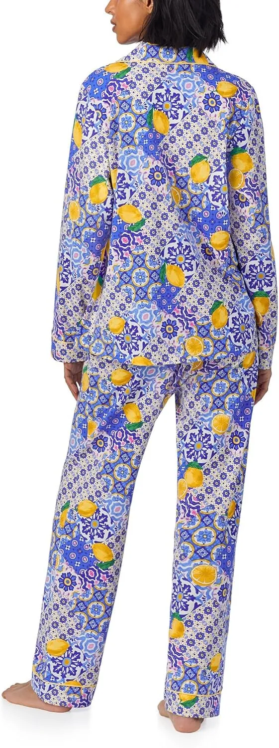 BedHead Pajamas Women's Cotton Knit Long Sleeve Notch Collar Pj Set