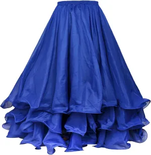 Belly Dance Skirt Halloween Tribal Chiffon Tiered Maxi Full Skirt 37.8 Inch Length