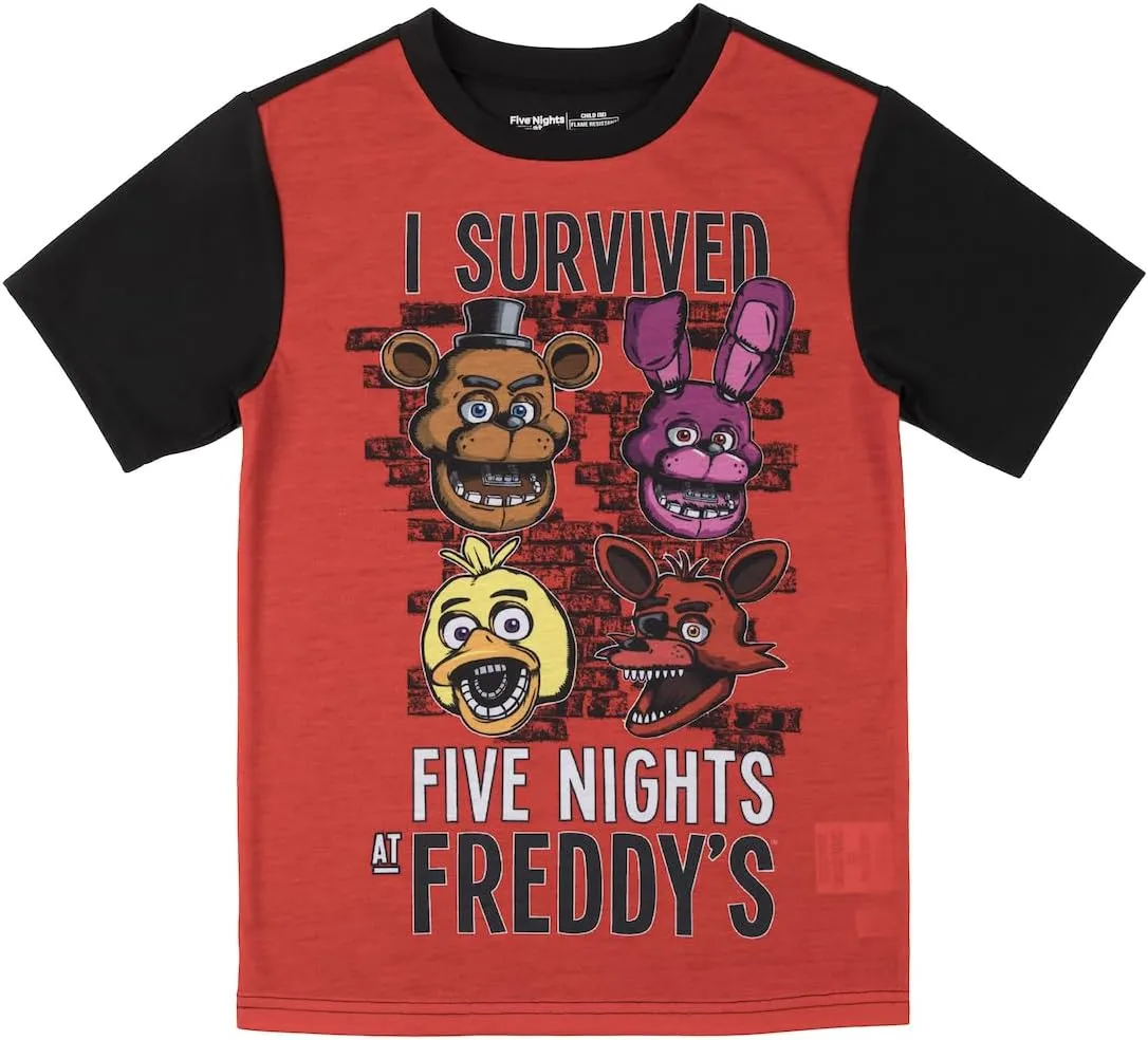 Bioworld Five Nights at Freddy's Youth Sleepwear Set Tee Shirt, Sleep Shorts, Sleep Pants