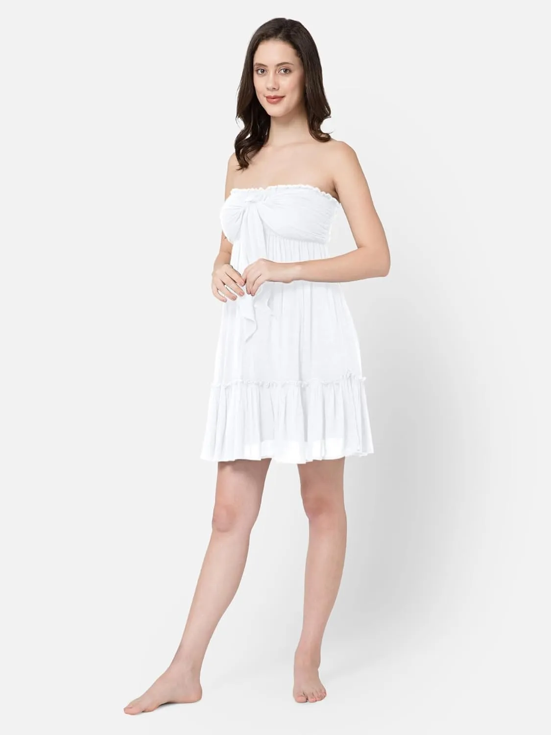 BoheeWohee Women's Summer Boho Beach Sleeveless Tie Front Mini Sundress for Vacation, Cruise, Resort, and Maternity