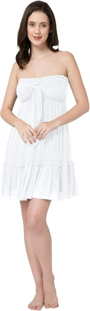 BoheeWohee Women's Summer Boho Beach Sleeveless Tie Front Mini Sundress for Vacation, Cruise, Resort, and Maternity