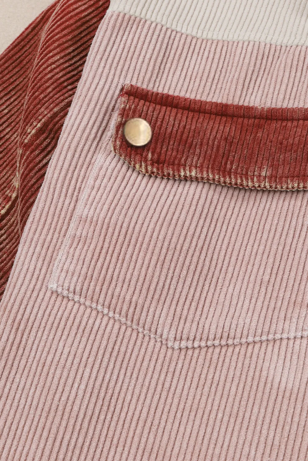 Brown Color Block Button Down Hooded Jacket