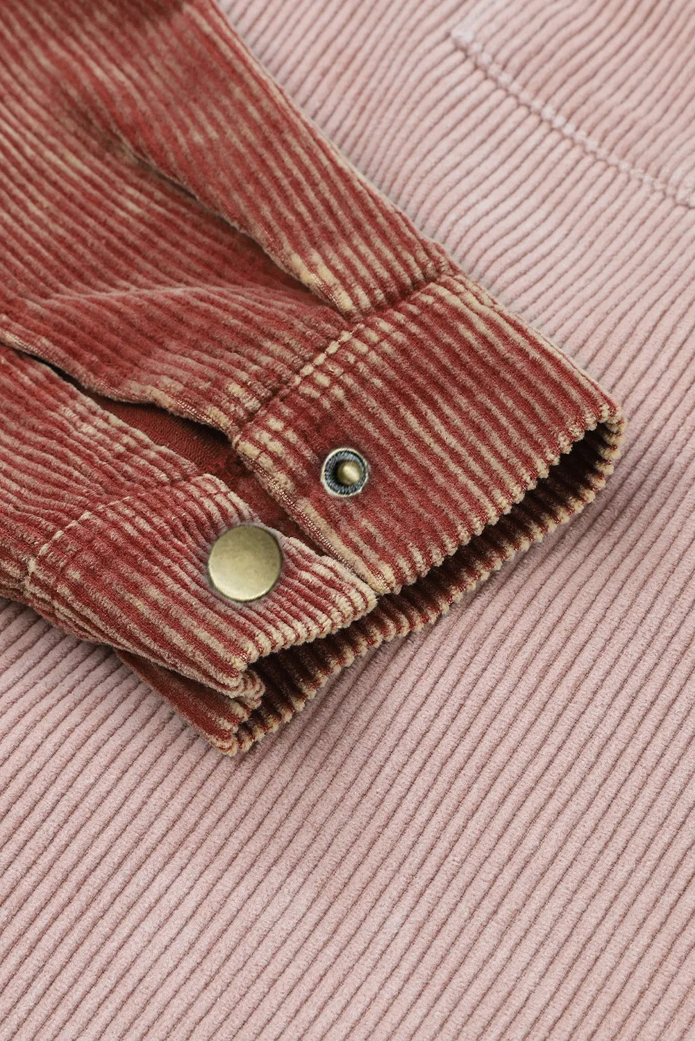 Brown Color Block Button Down Hooded Jacket
