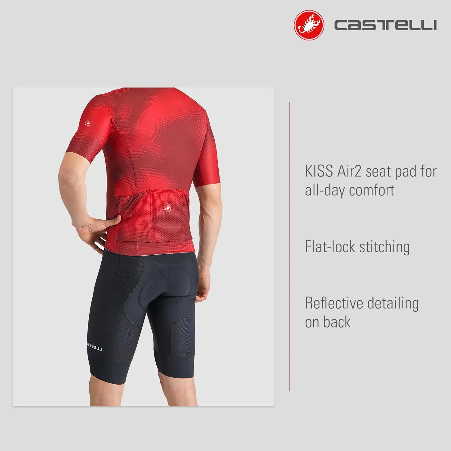 CASTELLI Mens Competizione 2 Short, All-Condition Seat Pad for Road Cycling, Gravel Biking & Top-Level Racing