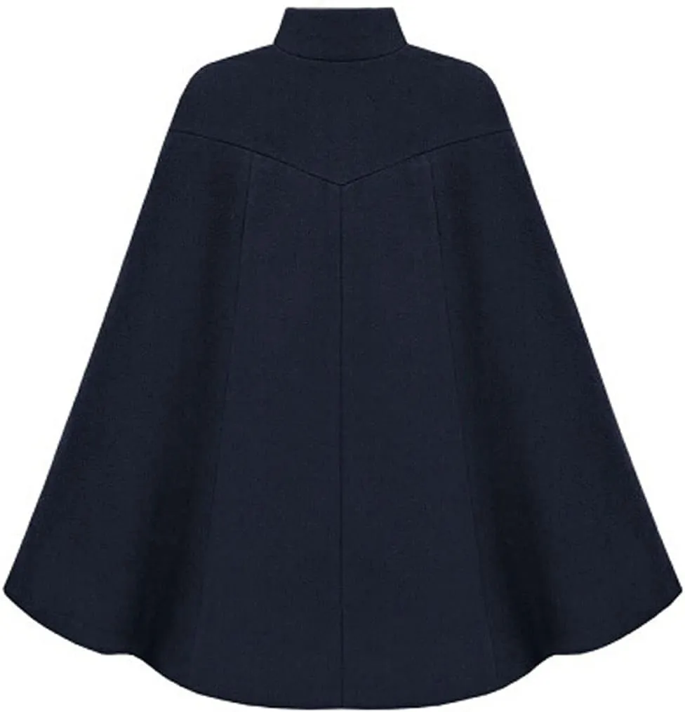 CHARTOU Women's Mock Neck Button Down Poncho Cape Woolen Pea Coat Cloak