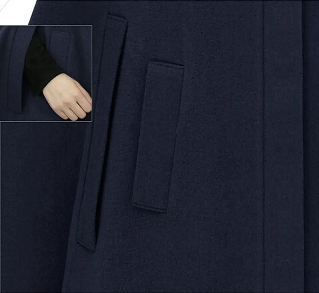 CHARTOU Women's Mock Neck Button Down Poncho Cape Woolen Pea Coat Cloak