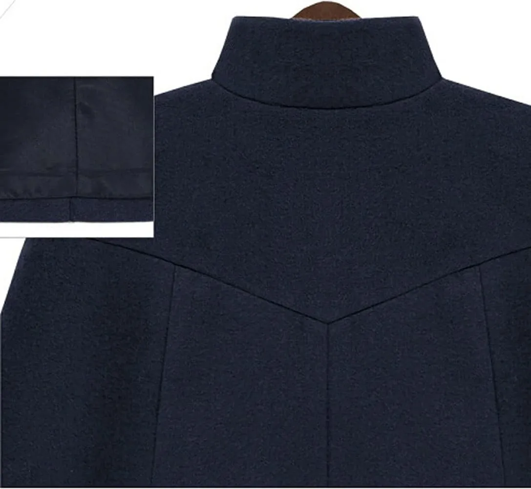 CHARTOU Women's Mock Neck Button Down Poncho Cape Woolen Pea Coat Cloak