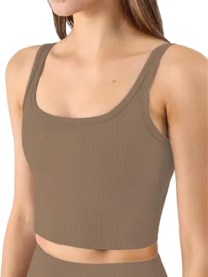 Chilylori Women's Seamless Sports Bra Workout Crop Top Ribbed Padded Longline Wirefree Medium Support Tank Tops Fitness