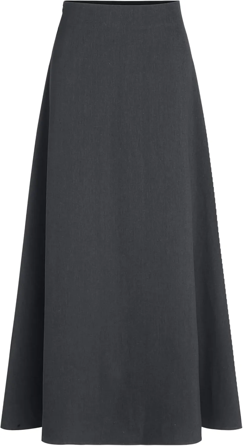 CIDER High Waist Solid Pleated Maxi Skirt