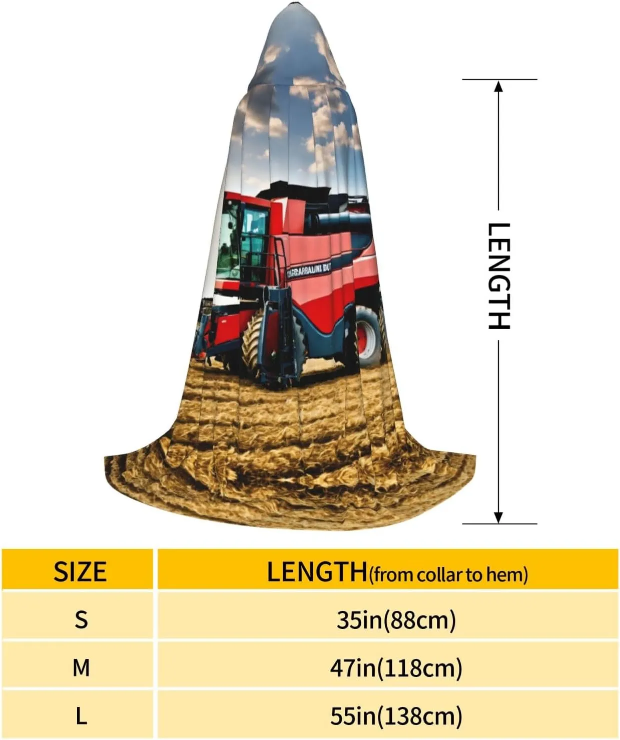 Company Farm Tractor print Hooded Renaissance Cape for Women Men,Adult Medieval Cloak,Viking Cloak Wizard Hooded Robe
