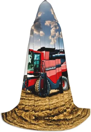 Company Farm Tractor print Hooded Renaissance Cape for Women Men,Adult Medieval Cloak,Viking Cloak Wizard Hooded Robe