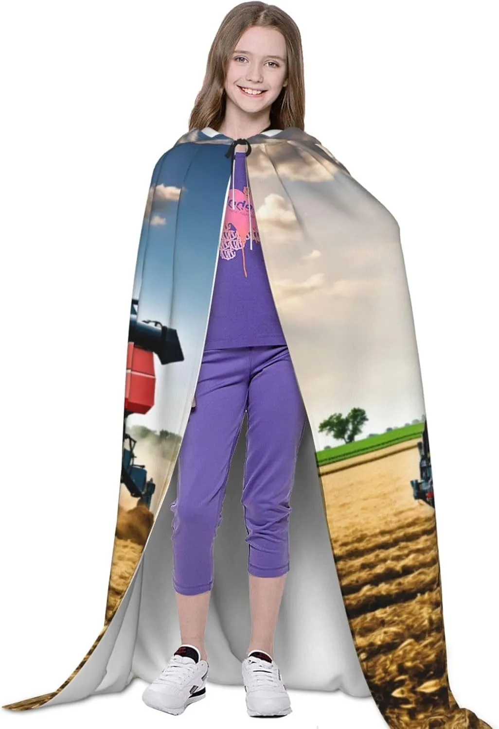 Company Farm Tractor print Hooded Renaissance Cape for Women Men,Adult Medieval Cloak,Viking Cloak Wizard Hooded Robe