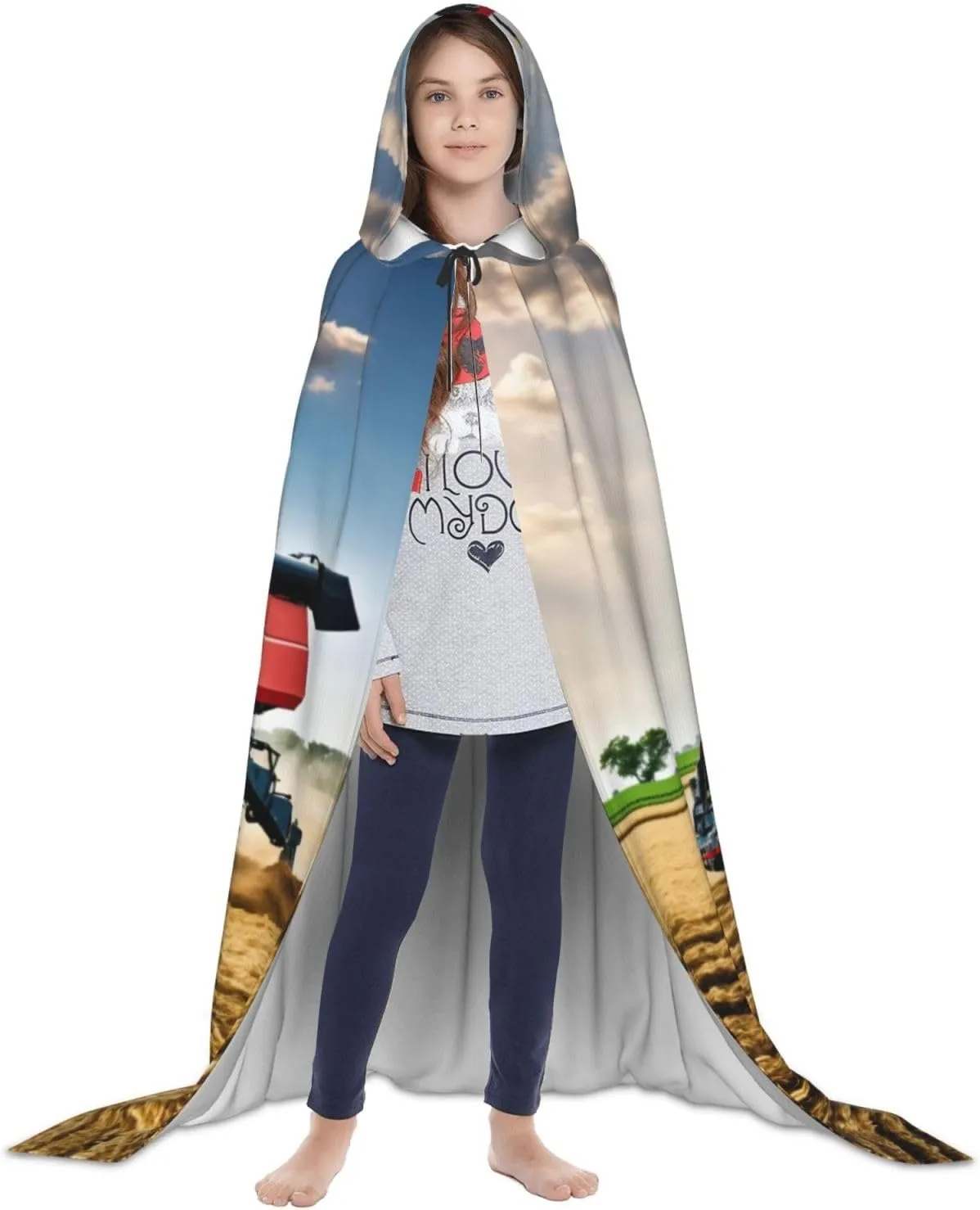 Company Farm Tractor print Hooded Renaissance Cape for Women Men,Adult Medieval Cloak,Viking Cloak Wizard Hooded Robe