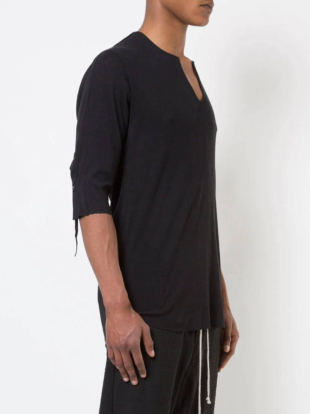 Cotton Linen Rib Jersey Tunic T-Shirt