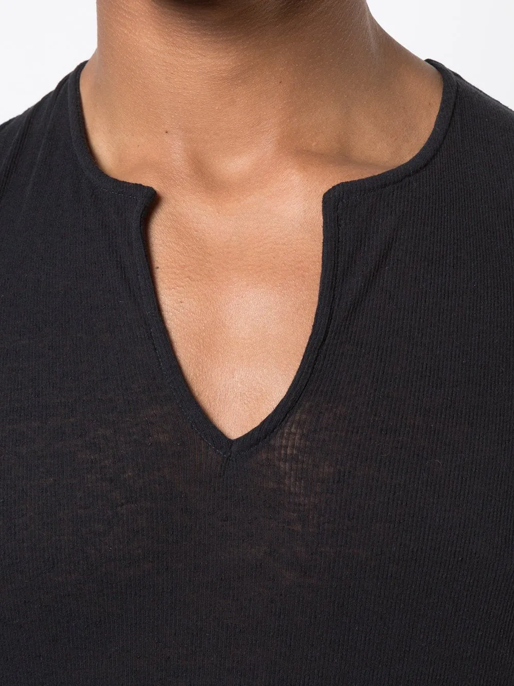Cotton Linen Rib Jersey Tunic T-Shirt