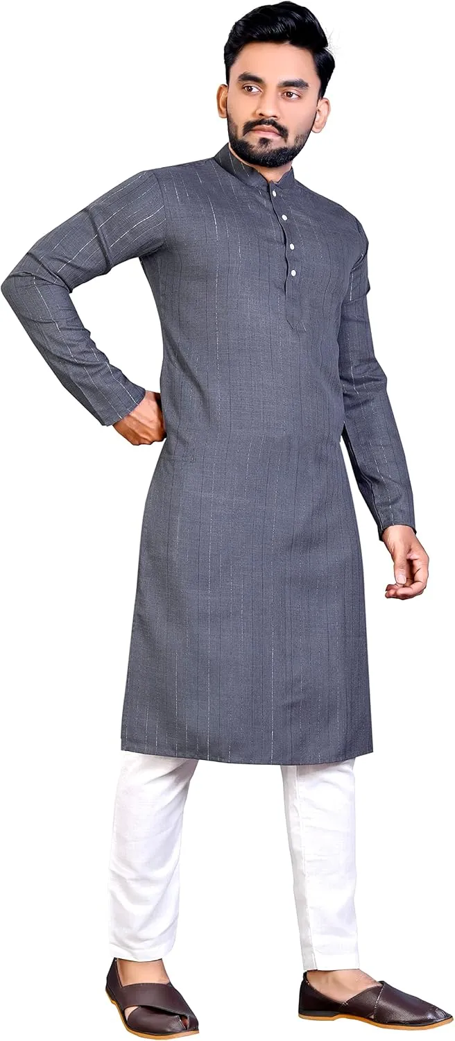 Cotton Men's Kurta Pajama Set, Mens wedding kurta, festival kurta,Designer Indian kurta pyjama set