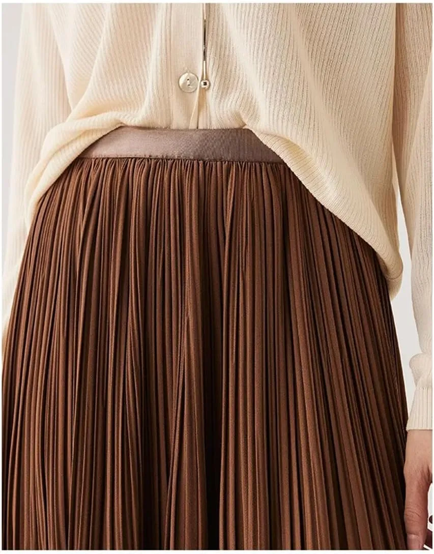 DBFBDTU Skirts for Women Pleated Skirt Women Drape High Waist Midi Skirt for Women's Loose Office Skirts