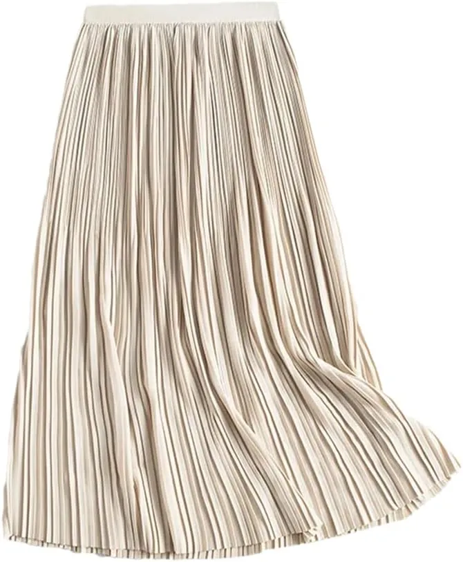 DBFBDTU Skirts for Women Pleated Skirt Women Drape High Waist Midi Skirt for Women's Loose Office Skirts
