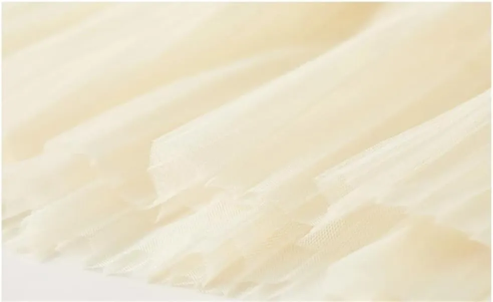 DBFBDTU Women Skirts High Waist A-Line Mesh Women's Skirt Elastic Waist Beading Pleated Midi Skirts for Woman