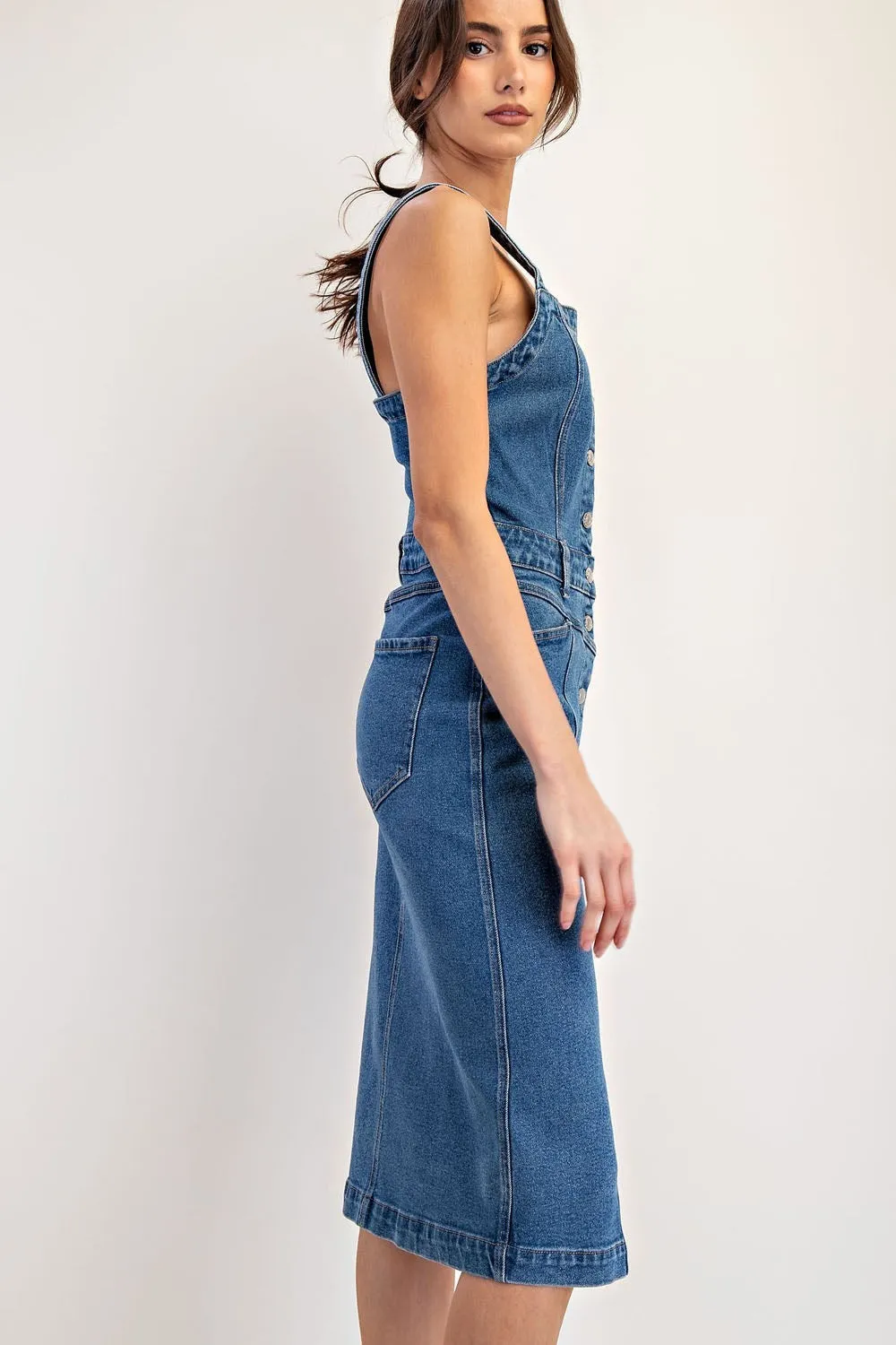 Denim button down midi