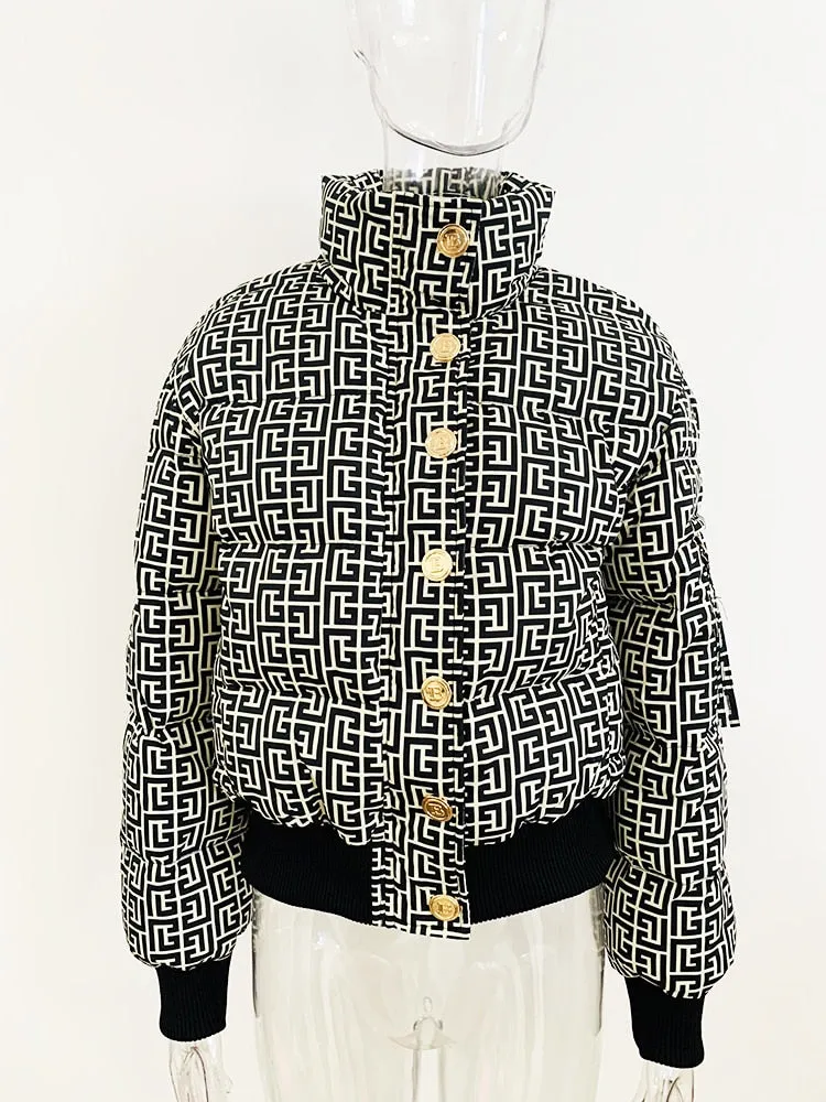 Designer Down Jacket Women's Monogram Printed Puffy Down Coat Parkas