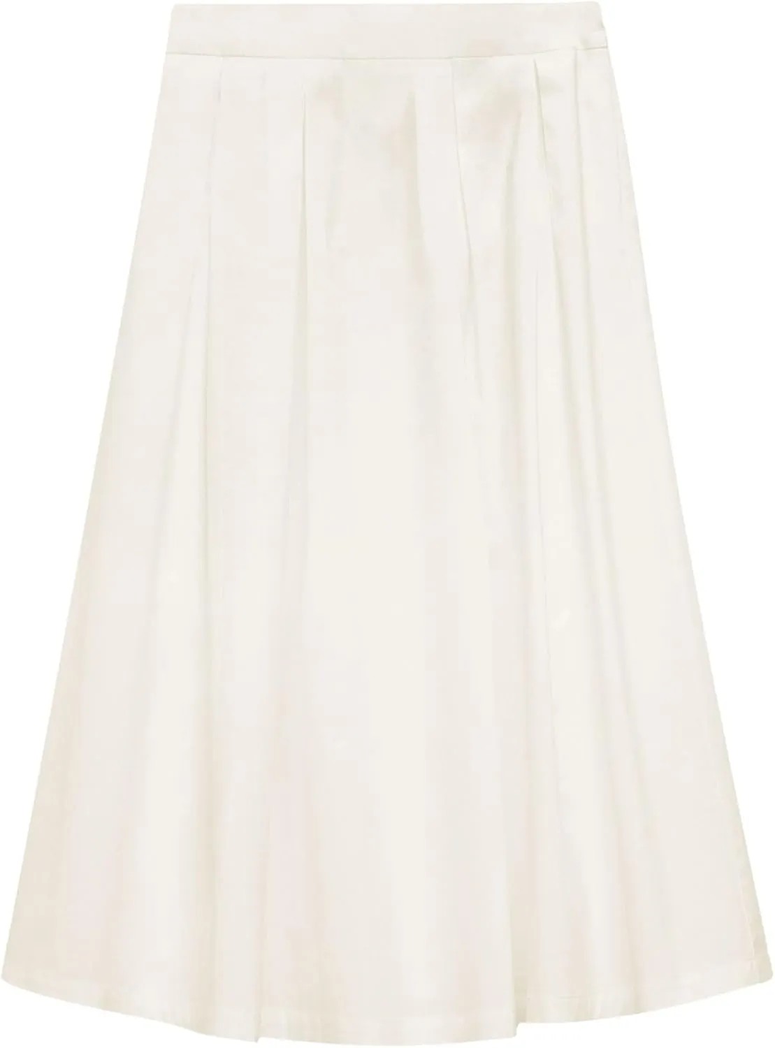 Ezcosplay Women Casual High Waisted Pleated A-line Midi Skirt Fall Winter Zipper Office Work Skirts