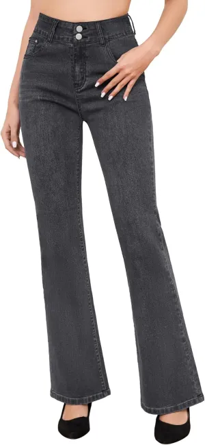 FABRACK Women's Flare Jeans Mid-Rise Stretchy Bootcut Bell Bottom Jeans Curvy Denim Pants