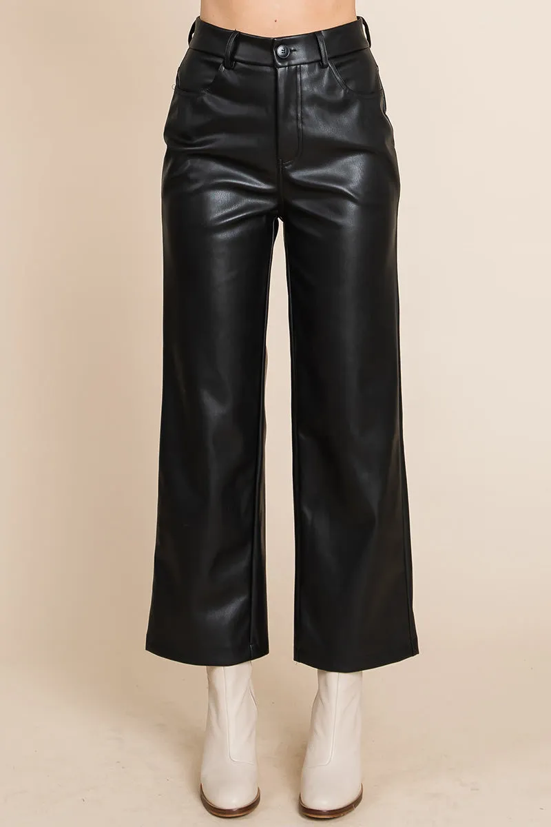 Faux high Quality Leather Wide Leg Pants