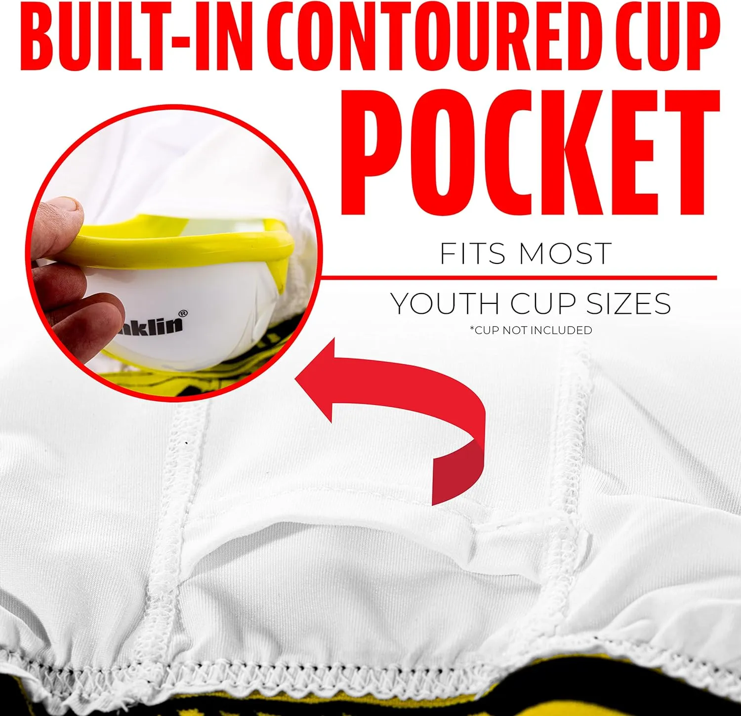 Franklin Sports Youth Compression Sliding Shorts - Kids Compression Underwear with Cup Pocket - Padded Baseball Sliding Short