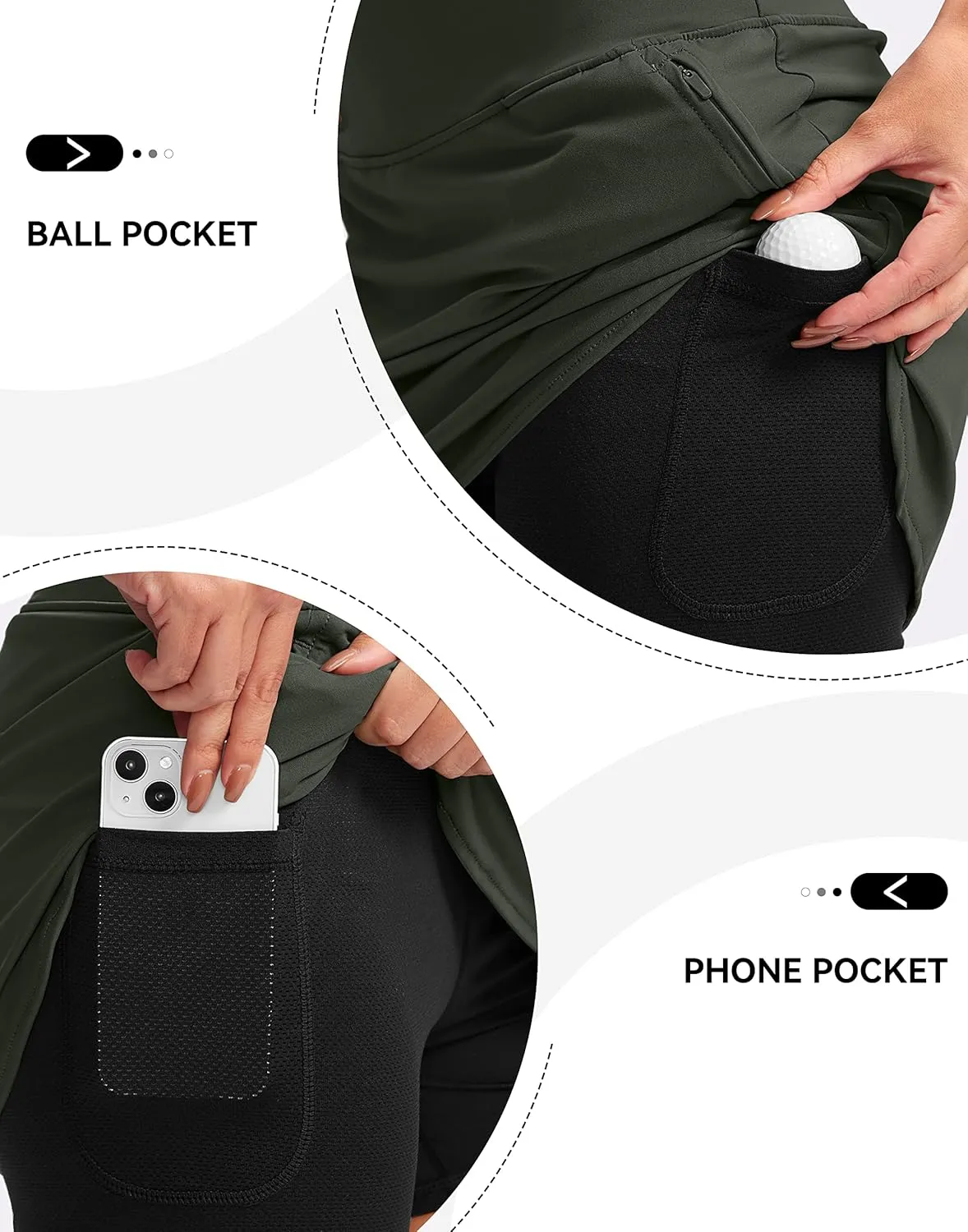 G Gradual Golf Skirts for Women Zipper Pockets High Waisted Skorts for Woman Tennis Athletic Workout Casual Summer