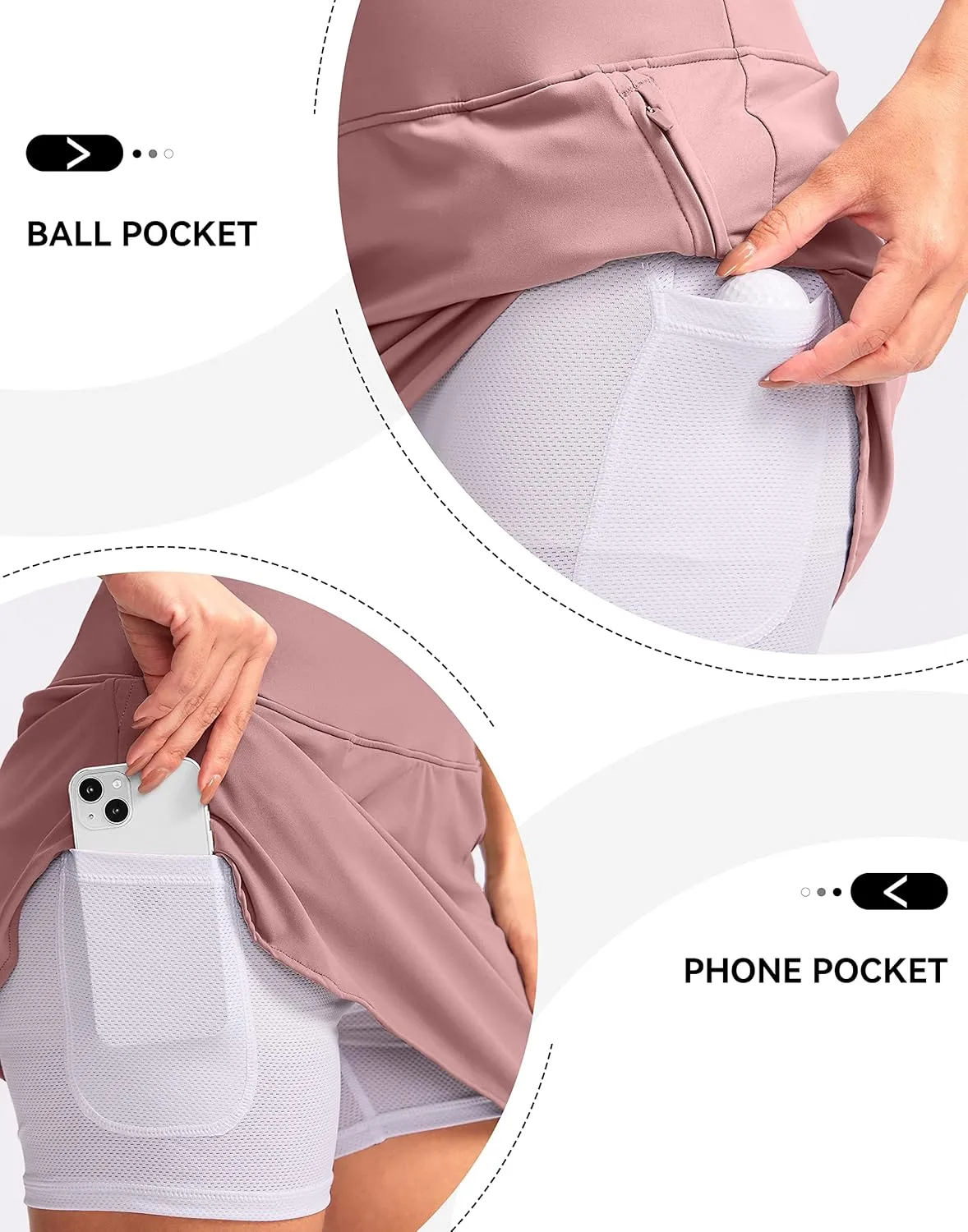 G Gradual Golf Skirts for Women Zipper Pockets High Waisted Skorts for Woman Tennis Athletic Workout Casual Summer