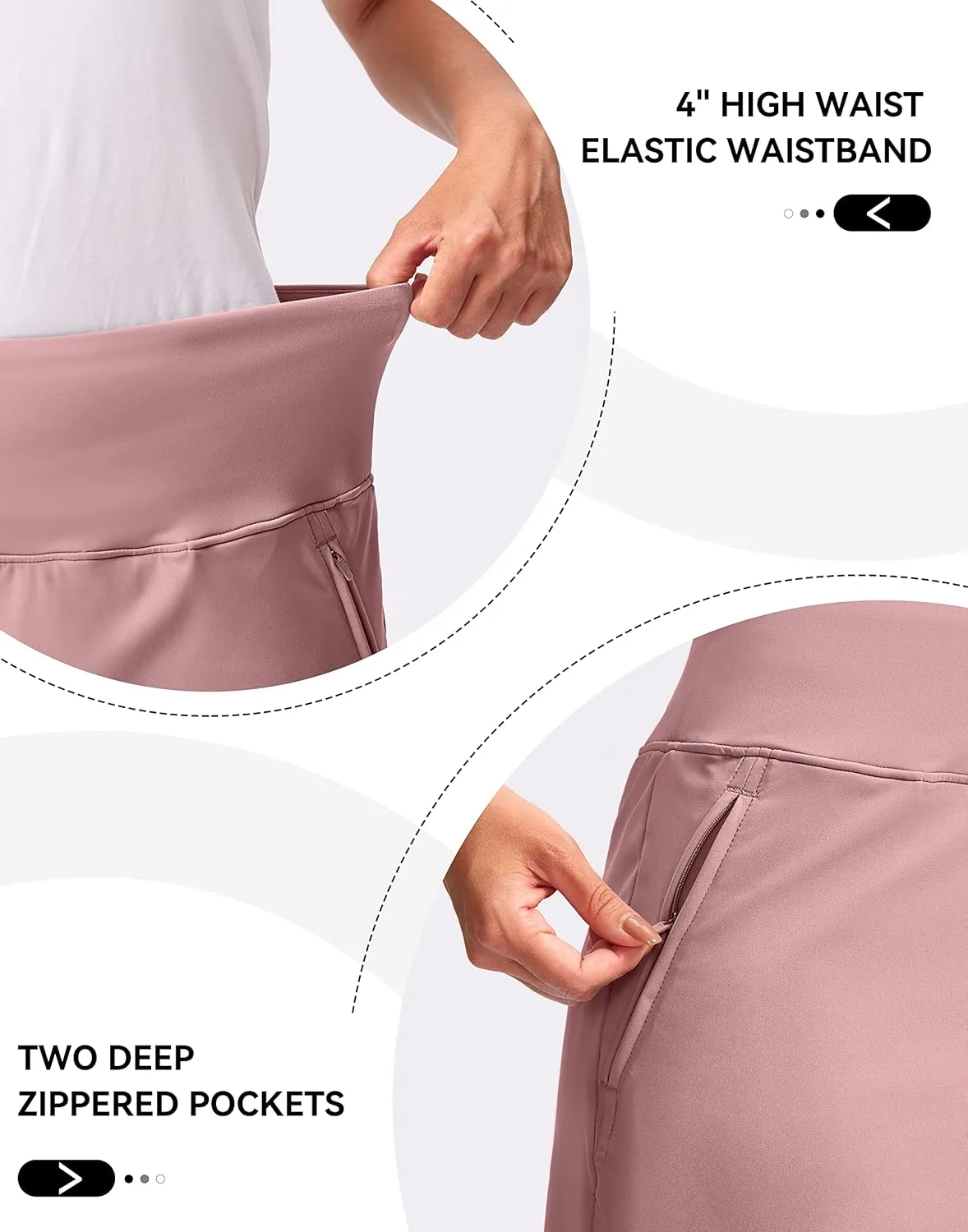 G Gradual Golf Skirts for Women Zipper Pockets High Waisted Skorts for Woman Tennis Athletic Workout Casual Summer
