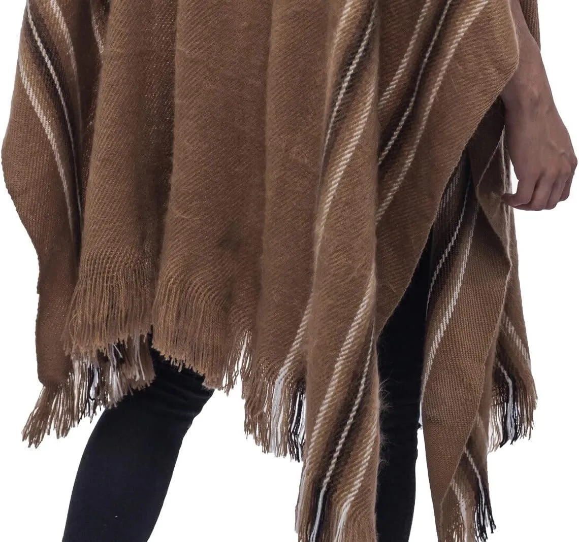 Gamboa Alpaca Poncho for Mens Pancho Mexican Hooded Cowboy and Western Ponchos Adult Blanket