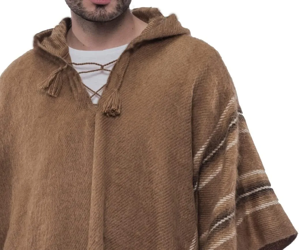 Gamboa Alpaca Poncho for Mens Pancho Mexican Hooded Cowboy and Western Ponchos Adult Blanket