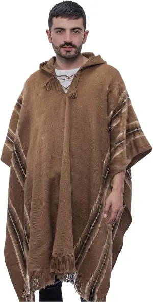 Gamboa Alpaca Poncho for Mens Pancho Mexican Hooded Cowboy and Western Ponchos Adult Blanket