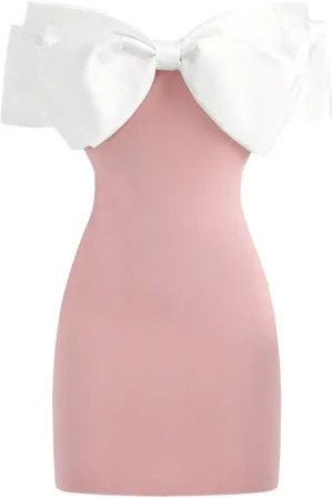 GORGLITTER Girl's Dresses Bow Off Shoulder Bodycon Mini Dresses Sleeveless Short Sundress Birthday Party Cute Dress