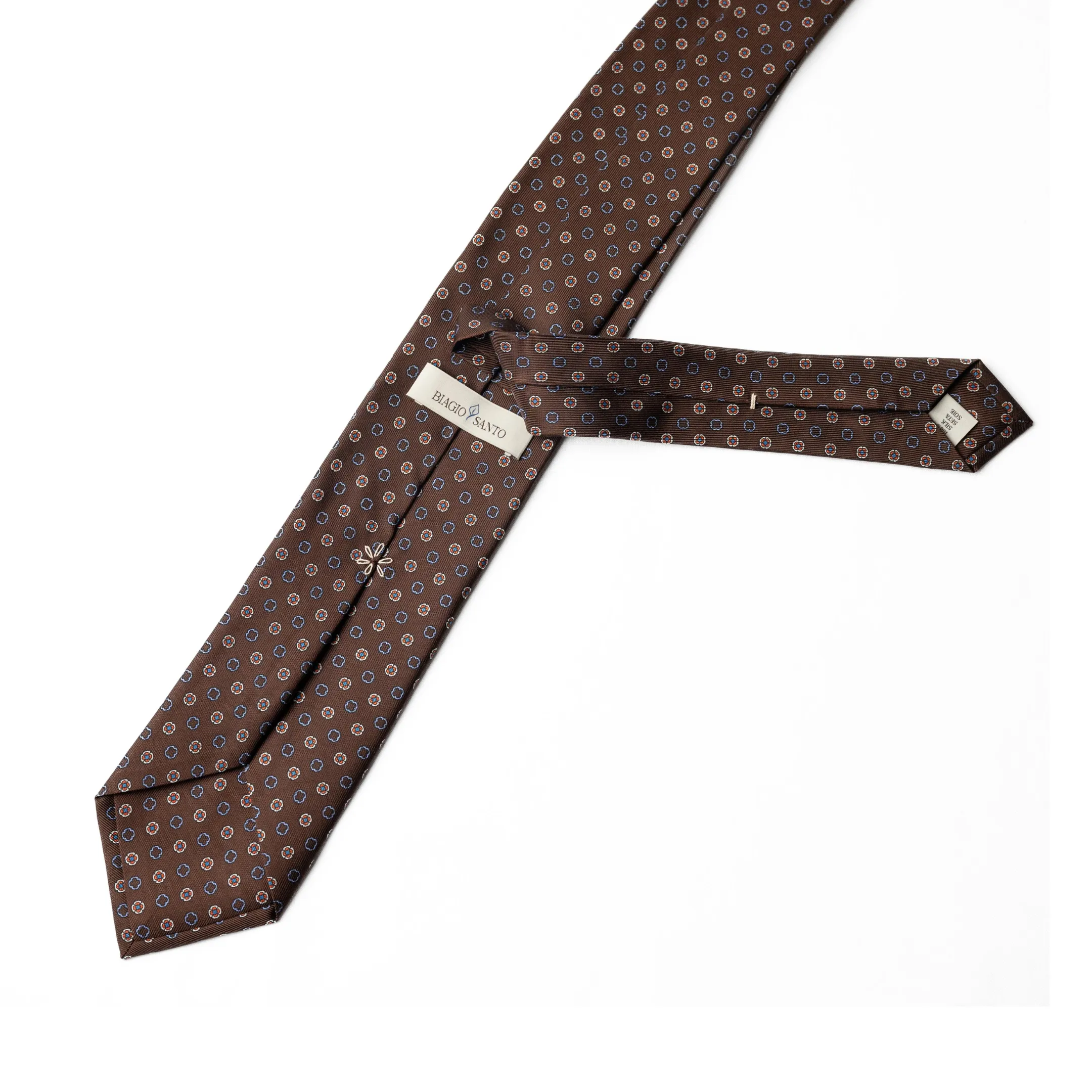 Handprinted Flower Tie in Brown