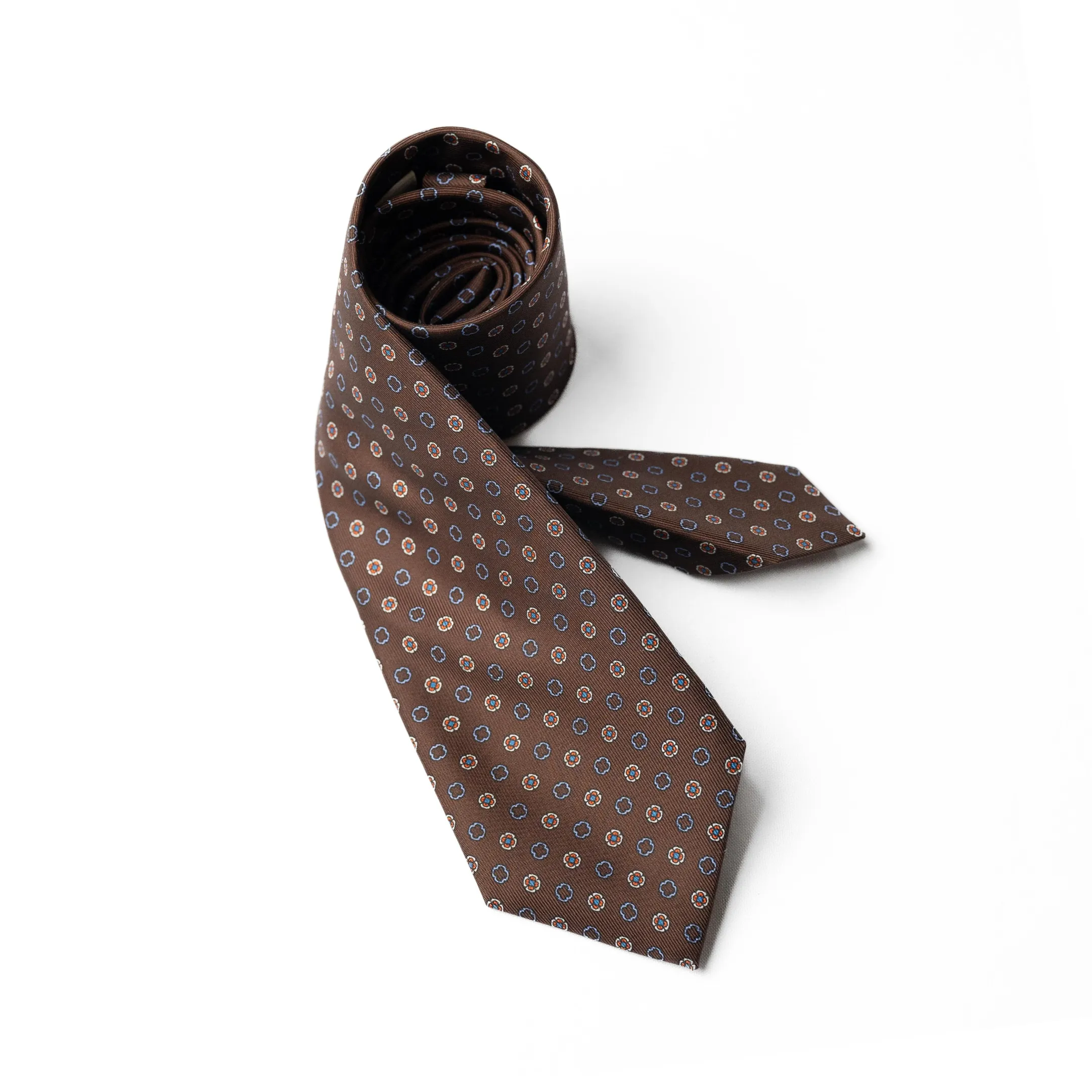 Handprinted Flower Tie in Brown