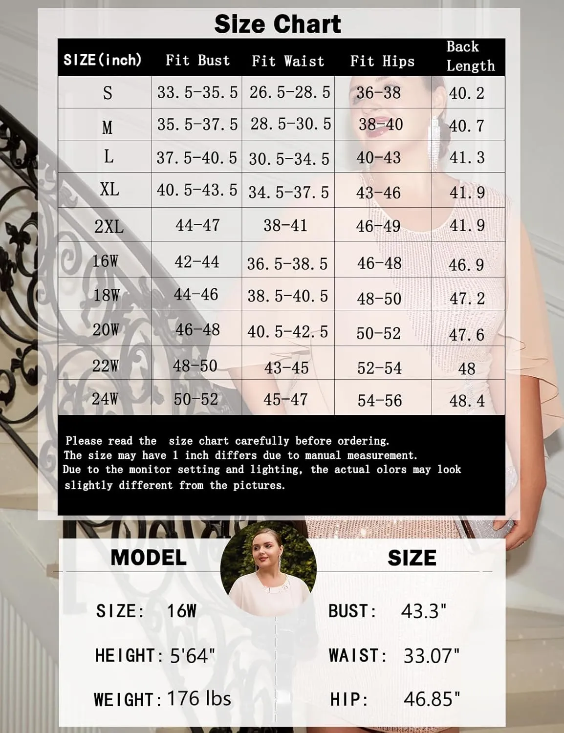 Hanna Nikole 2024 Womens Sequin Party Dress Plus Size Chiffon Cape Sleeve Cocktail Midi Dress