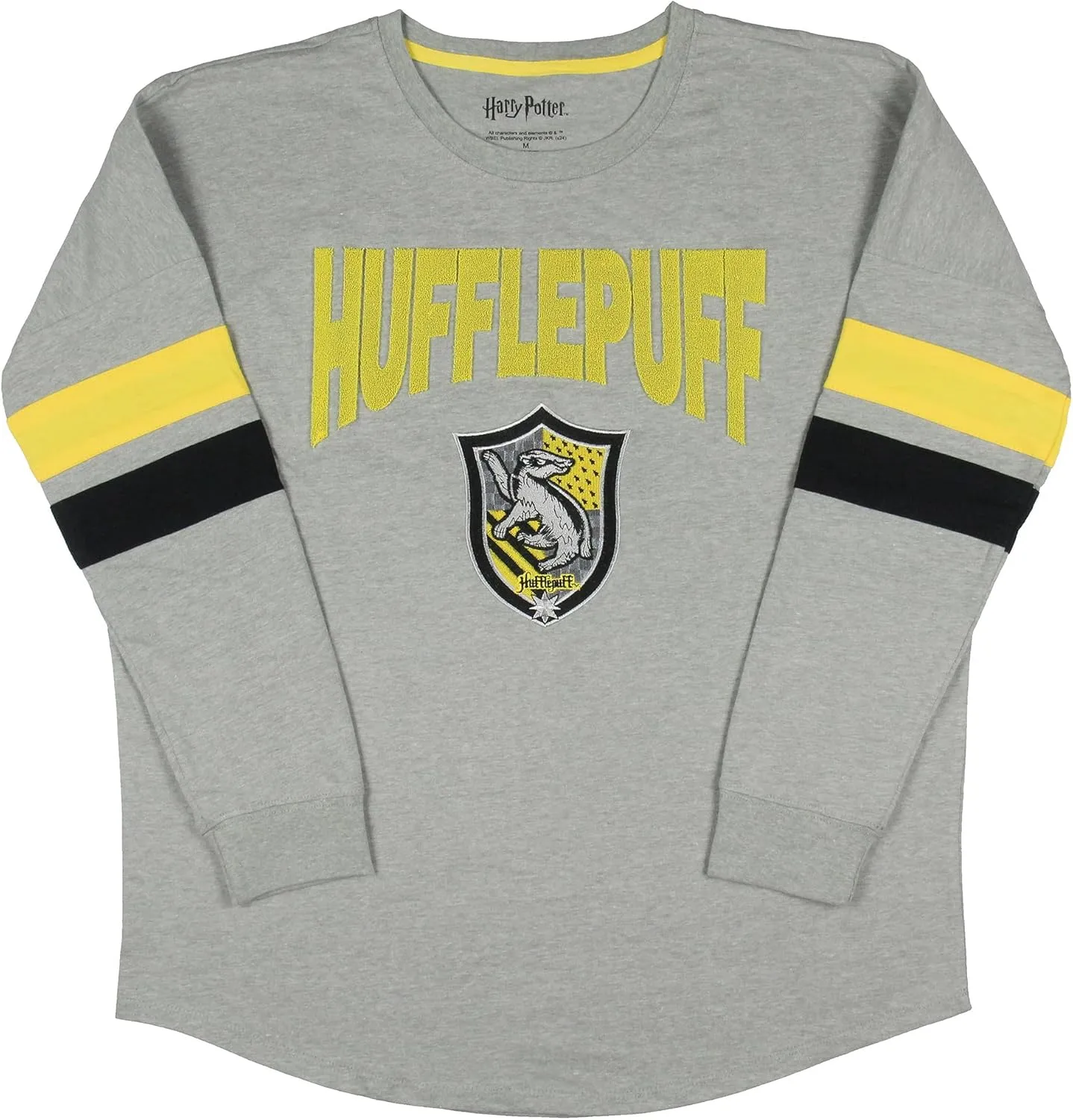Harry Potter Women's Hogwarts Four Houses Crest Varsity Jersey Adult Junior's Long Sleeve T-Shirt