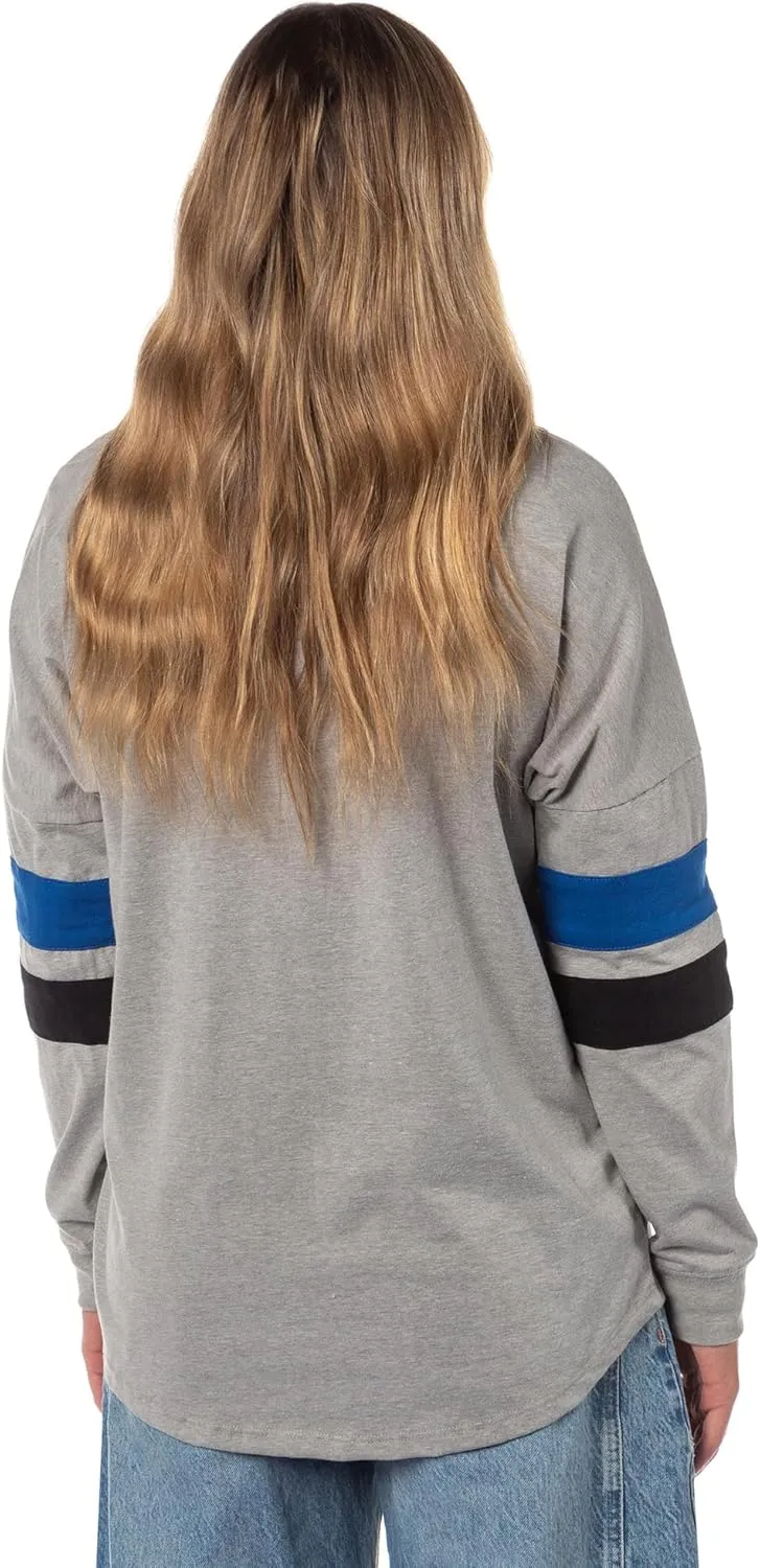 Harry Potter Women's Hogwarts Four Houses Crest Varsity Jersey Adult Junior's Long Sleeve T-Shirt